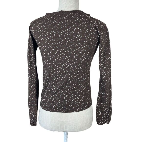 American Eagle Y2K Floral Print Top Womens Sz XS Brown Long Sleeve Fairy Grunge - Picture 2 of 11